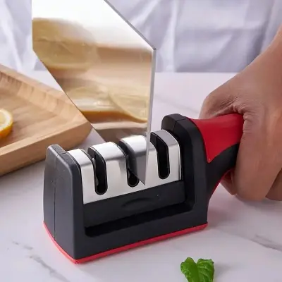 Picture of Kitchen Knife Sharpener Multi-function 3 Stages Type Quick Sharpening Tool With Non-slip Base Kitchen Knives Accessories Gadget_D Shop