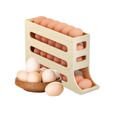Picture of 4 Tiers Egg Holder for Fridge: 30 Eggs Auto Rolling Egg Dispenser, Space-Saving Egg Dispenser Holder, Fridge Egg Storage Rack Large Capacity Egg Organizer for Refrigerator Kichen Cabinet (Clear)-D Shop