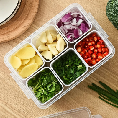 Picture of Refrigerator Storage Box 6 Grid Food Vegetable Fruit Storage Box Fridge Organizer Drain Basket Meat Onion Ginger Clear Crisper_D Shop
