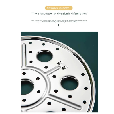 Picture of D Shop 18cm Round Stainless Steel Steamer with Water Separation Design for Cooking Steamed Foods, Detachable Egg Steaming Rack Included