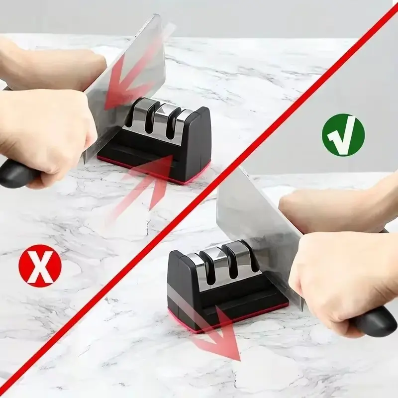 Picture of Kitchen Knife Sharpener Multi-function 3 Stages Type Quick Sharpening Tool With Non-slip Base Kitchen Knives Accessories Gadget_D Shop