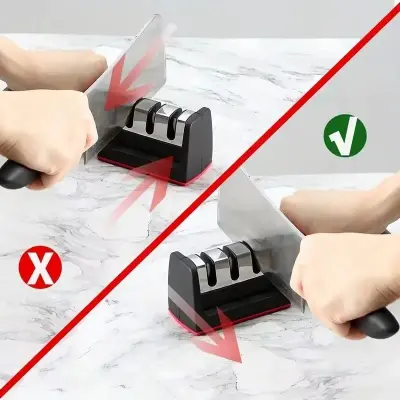 Picture of Kitchen Knife Sharpener Multi-function 3 Stages Type Quick Sharpening Tool With Non-slip Base Kitchen Knives Accessories Gadget_D Shop