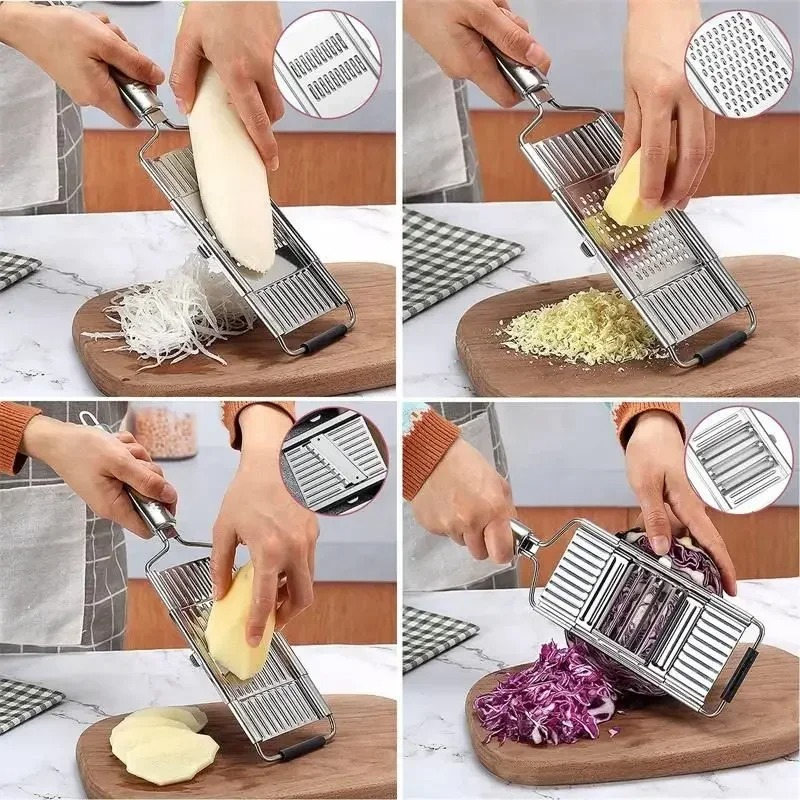 Picture of 4 in1 Vegetable Slicer Stainless Steel Shredder Cutter Multi-Purpose Vegetable Slicer Cuts Set Manual Fruit Carrot Potato Grater_D Shop