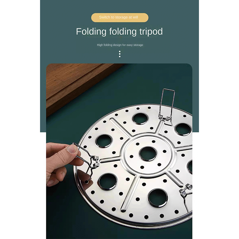 Picture of D Shop 18cm Round Stainless Steel Steamer with Water Separation Design for Cooking Steamed Foods, Detachable Egg Steaming Rack Included