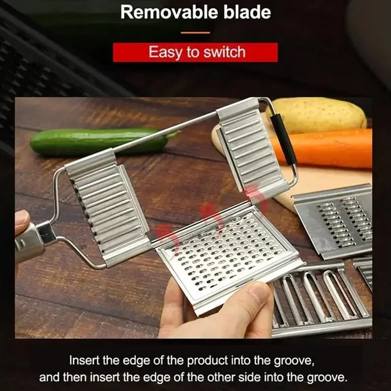 Picture of 4 in1 Vegetable Slicer Stainless Steel Shredder Cutter Multi-Purpose Vegetable Slicer Cuts Set Manual Fruit Carrot Potato Grater_D Shop