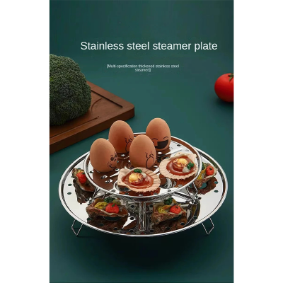 Picture of D Shop 18cm Round Stainless Steel Steamer with Water Separation Design for Cooking Steamed Foods, Detachable Egg Steaming Rack Included