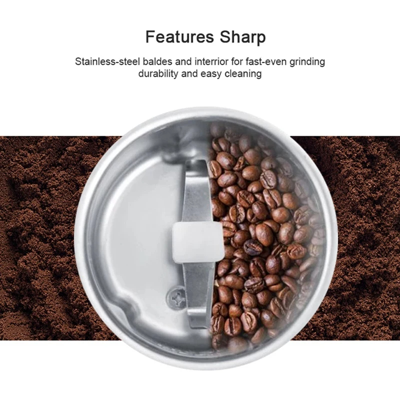 Picture of D shop Coffee Beans Mill Coffee And Grains Grinder Powerful Motor Easy To Use Noiseless Stainless Steel Chamber Grinder For Coffee