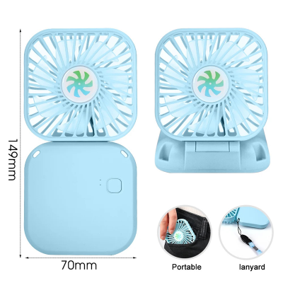 Picture of D Shop Portable Hanging Neck Mini Fans Rechargeable USB Folding Fan Mute Handheld Desktop Multi Function Three Speed Charge Fan-Multicolor