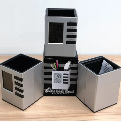 Picture of Multifunctional Pen Holder and Digital Alarm Clock LCD for Student, Office, Desk Supplies Organizer