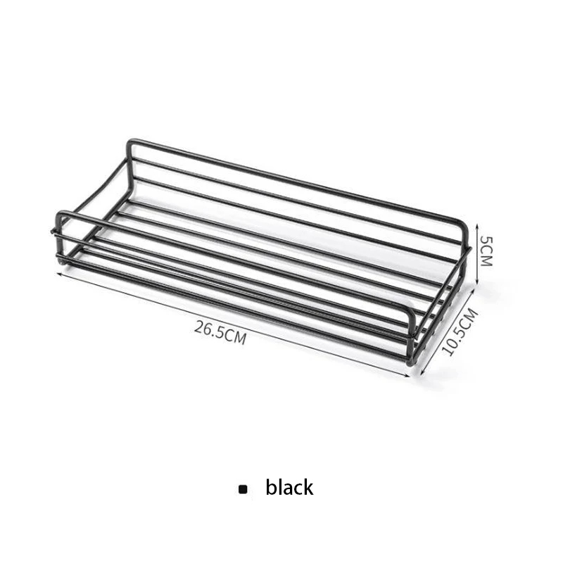Picture of Bathroom Storage Rack Kitchen Organizer Shelf Black Shelves Corner Frame Iron Shower Punch Free Mounted Caddy Rack-D shop