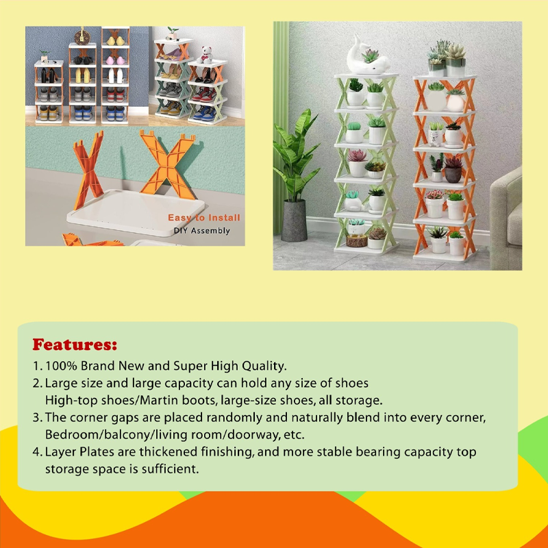 Picture of New Shoe Rack, Vertical Shoe Tower, Narrow Corner Shoe Rack, Shoe Shelf, DIY Free Standing Shoes Storage Organizer for Small Entryway, Closet, Hallway, Living Room, Bedroom (30x28x17.5cm 5 layers)