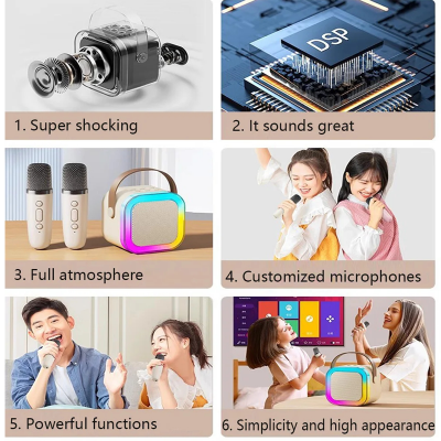 Picture of D Shop K12 Karaoke Machine Portable 5.3 Bluetooth Speaker System with 1 Wireless Microphones for Home Family Singing Children's Gifts