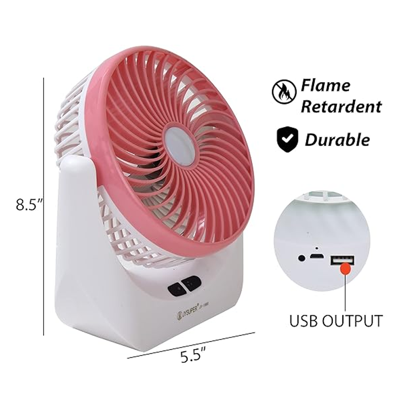 Picture of JY-SUPER Rechargeable USB Mini Desktop Table Fan with LED Light - JY-1880