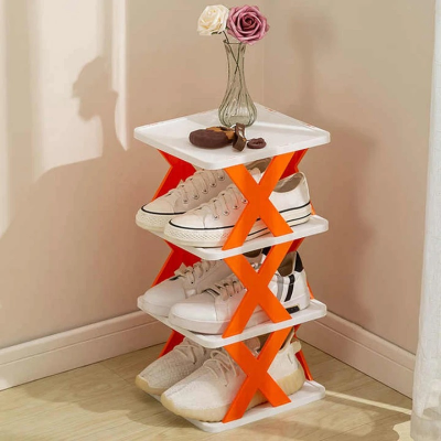 Picture of New Shoe Rack, Vertical Shoe Tower, Narrow Corner Shoe Rack, Shoe Shelf, DIY Free Standing Shoes Storage Organizer for Small Entryway, Closet, Hallway, Living Room, Bedroom (30x28 4 layers) Men & women Fashion shoe Organizer