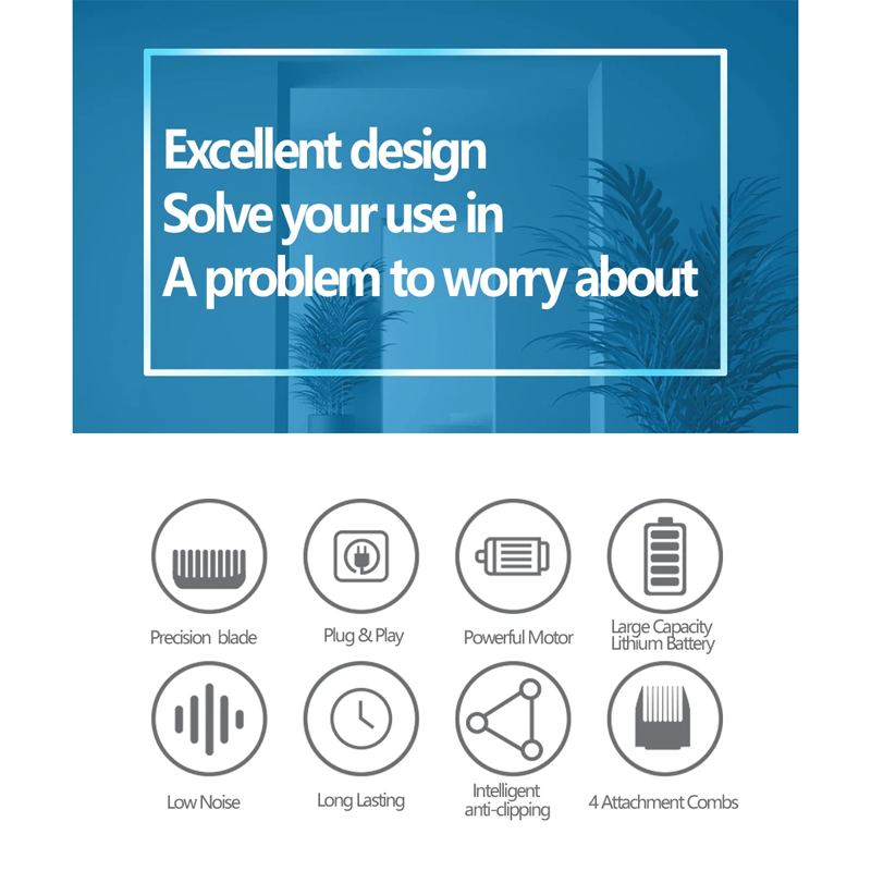 Picture of HTC Hair Trimmer Barber Hair Clipper Cordless Hair Cutting Machine Beard Trimmer Shaving Machine Wireless Electric Razor Shaver-D Shop