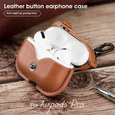 Picture of D Shop Luxury PU Leather Bluetooth Earphone Case Protective Cover for Airpods 1 2 3 Cases Charging Box with Hooks