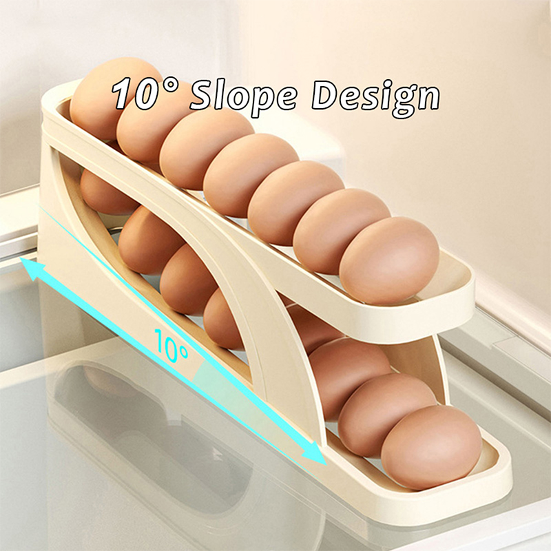Picture of Double-Layer Egg Dispenser Automatic Roll-Down Egg Storage Rack Slide Egg Carton Refrigerator Egg Basket Kitchen Countertop Egg Holder Dshop