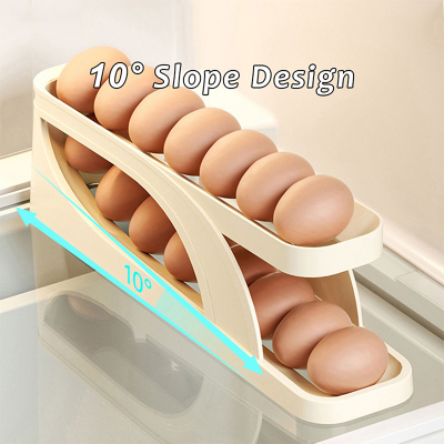 Picture of Double-Layer Egg Dispenser Automatic Roll-Down Egg Storage Rack Slide Egg Carton Refrigerator Egg Basket Kitchen Countertop Egg Holder Dshop