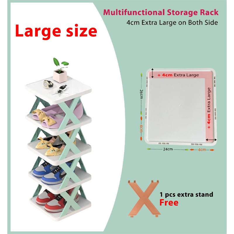 Picture of New Shoe Rack, Vertical Shoe Tower, Narrow Corner Shoe Rack, Shoe Shelf, DIY Free Standing Shoes Storage Organizer for Small Entryway, Closet, Hallway, Living Room, Bedroom (30x28x17.5cm 5 layers)
