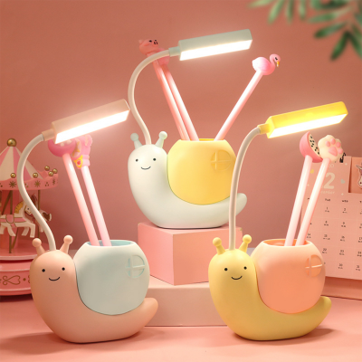Picture of Cute Desk Lamp with Pen Holder Snail Rechargeable LED Table Lamp for Kids Foldable Reading Desk Light for Bedroom Nursery Study Home-D Shop