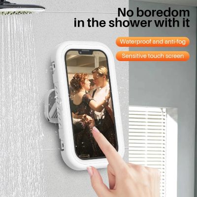 Picture of Bathroom waterproof mobile phone bracket without punching Bathroom wall bracket Kitchen storage rack can rotate 360 °-D Shop