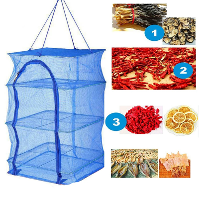 Picture of Foldable 4 Layers Drying Net Fish Net Drying Rack Hanging Vegetable Fish Dishes Dryer Net 35 X 35 X 65cm PE Hanger Fish Net-D Shop