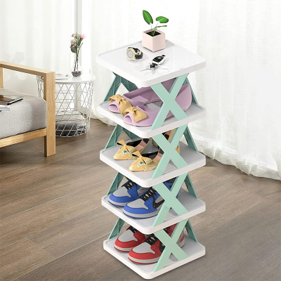 Picture of Creative 5-layer Shoe Rack Storage Organizer Simple Plastic Household Multi-function Space-saving Folding Shoe Stacker Shelf Large Size (30x28x17.5cm)cm