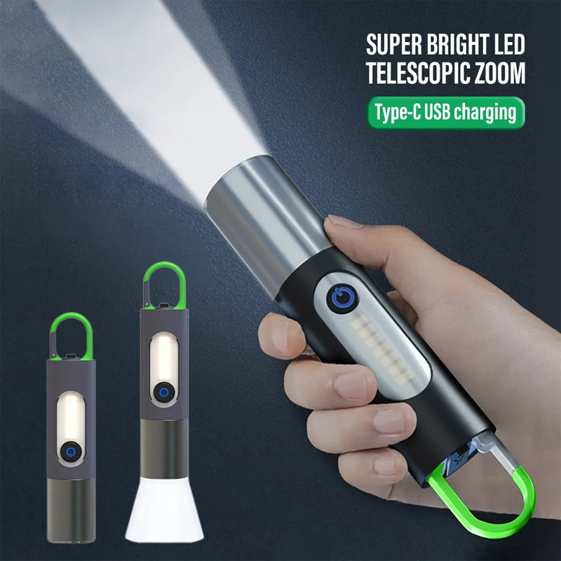 Picture of Multifunctional LED Flashlight XSP-836 Work Light USB Rechargeable Camping Fishing Lantern Waterproof Zoom Torch KeyChain Lamp