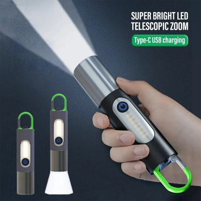 Picture of Multifunctional LED Flashlight XSP-836 Work Light USB Rechargeable Camping Fishing Lantern Waterproof Zoom Torch KeyChain Lamp