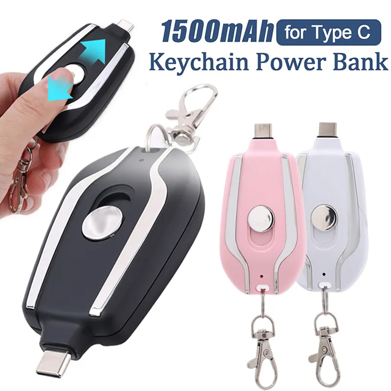 Picture of 1500mAh Portable Keychain Power Bank Fast Charging for Type C Phone Charger External Battery Pack for Emergency Power