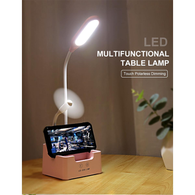Picture of Rechargeable Led Table Lamp Touch Dimmable Desk Lamp Eye protection Reading Light For Kid With Phone Hoder Pen Holder