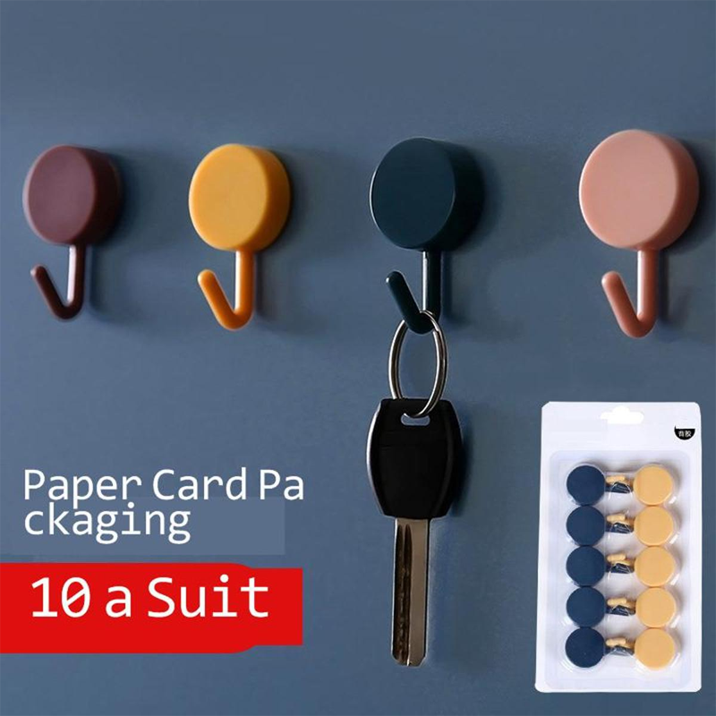 Picture of 10PCS Strong Self Adhesive Hooks Key Storage Hanger for Kitchen Bathroom Door Wall Multi-Function deco
