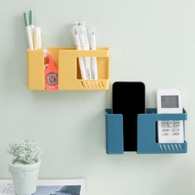 Picture of Mobile Phone Charging Rack Wall-mounted Storage Box Punch-free Organizer Shelf Remote Control Pen Stationery Holder Accessories