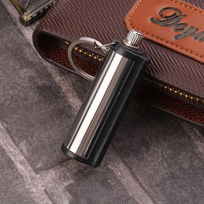 Picture of Portable Metal Waterproof Permanent Lighter Keychain Cotton Core Fire-free Kerosene Gasoline Outdoor Camping Survival Tool
