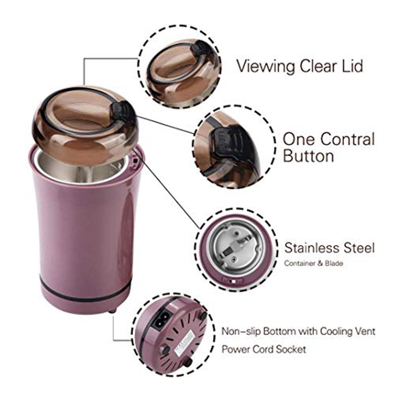 Picture of Mini Electric Coffee Grinder Powerful Cafe Grass Nuts Herbs Grains Pepper Tobacco Spice Flour Mill Coffee Beans Grinder Machine