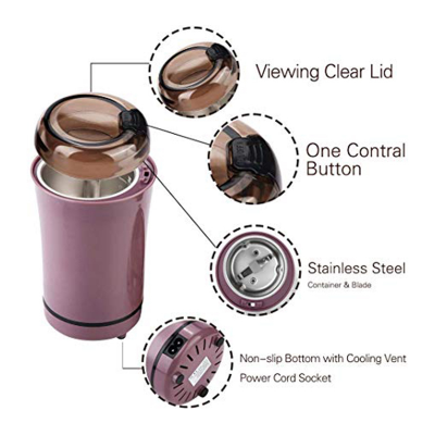 Picture of Mini Electric Coffee Grinder Powerful Cafe Grass Nuts Herbs Grains Pepper Tobacco Spice Flour Mill Coffee Beans Grinder Machine