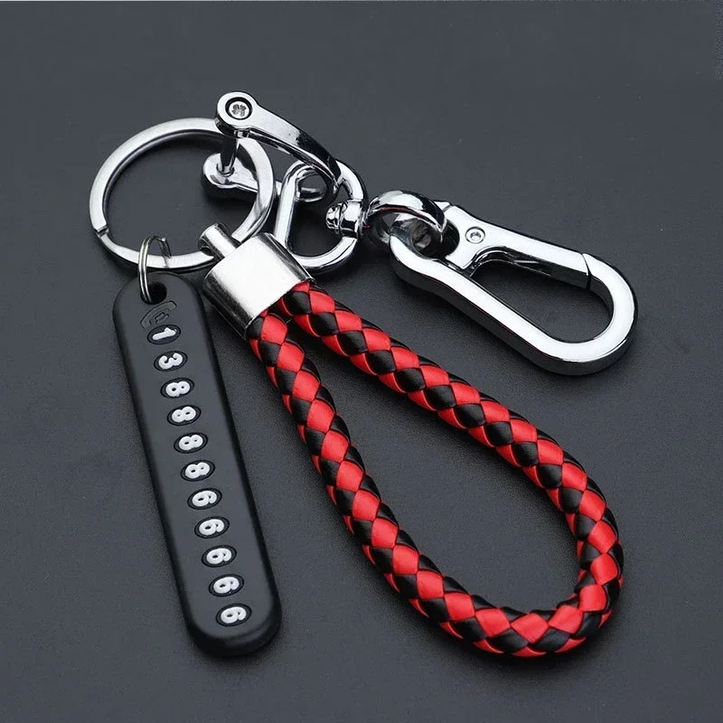 Picture of 1PCS PU Leather Braided Woven Rope Anti-Lost Keychain DIY Bag Pendant Key Chain Holder Key Car Trinket Keyring