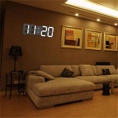 Picture of 3D LED Digital Clock Electronic Table Clock Alarm Clock Wall Glowing Hanging Clocks