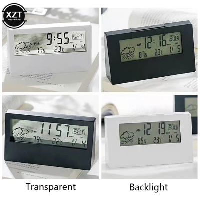 Picture of LCD Desktop Alarm Clock Transparent Calendar Weather and Digital Temperature and Humidity Display Home Appliance Smart Life
