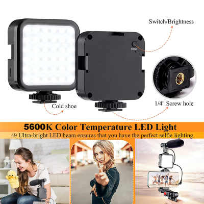 Picture of Ay-49 Smartphone Vlogging Kit Wireless Control Photography Fill Light With Tripod Stand Microphone For Tiktok Youtube Conference - Ring Light