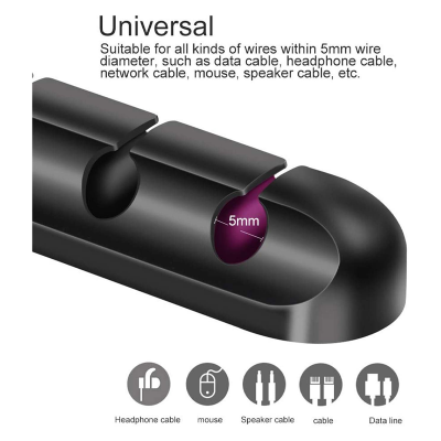 Picture of 5 hole Cable Organizer Silicone USB Cable Winder Desktop Tidy Management Clips Cable Holder for Mouse Headphone Wire Organizer