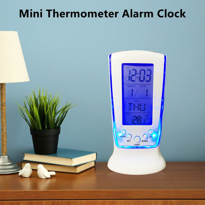 Picture of Multifunction Calendar Temperature Digital Alarm Clock With Blue Back Light Electronic Calendar Thermometer Led Clock With Time - Wall Clock - wall clock