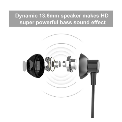 Picture of Uiisii Hm12 Half In-Ear Headset Metal Bass Music Earphone Wired Headphones With Mic And Pouch Bag - Headphone - Headphone - Ear Phone - Earphone - Headphone