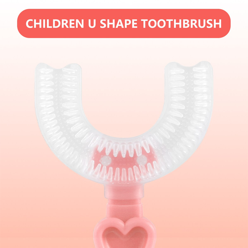 Picture of Children Toothbrush U-Shape Baby Toothbrush With Handle Silicone Oral Care Cleaning Brush For Kids Supplies