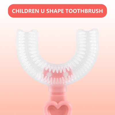 Picture of Children Toothbrush U-Shape Baby Toothbrush With Handle Silicone Oral Care Cleaning Brush For Kids Supplies
