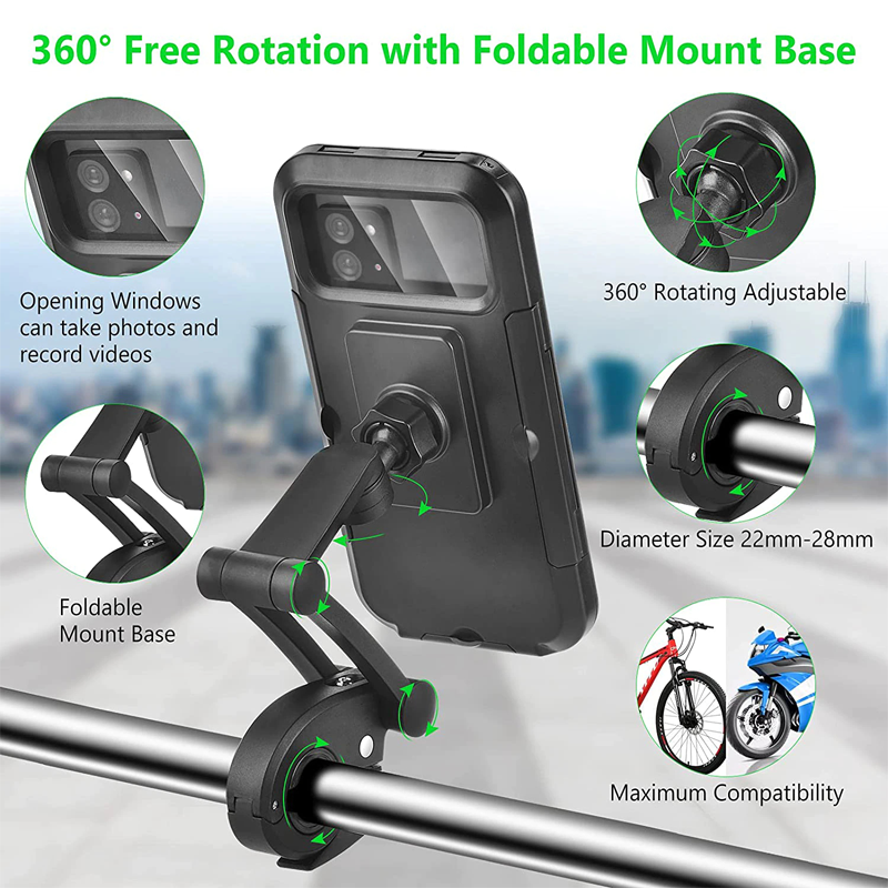 Picture of Universal Waterproof Bicycle Phone Holder Bike Motorcycle Handlebar Mobile Phone Stand Mount Waterproof Cell Phone Bracket Case