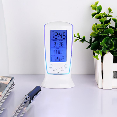 Picture of Multifunction Calendar Temperature Digital Alarm Clock With Blue Back Light Electronic Calendar Thermometer Led Clock With Time - Wall Clock - wall clock