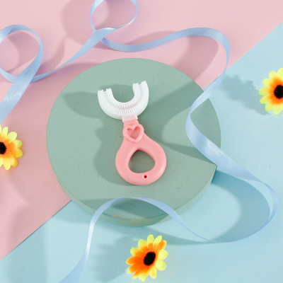 Picture of Children Toothbrush U-Shape Baby Toothbrush With Handle Silicone Oral Care Cleaning Brush For Kids Supplies