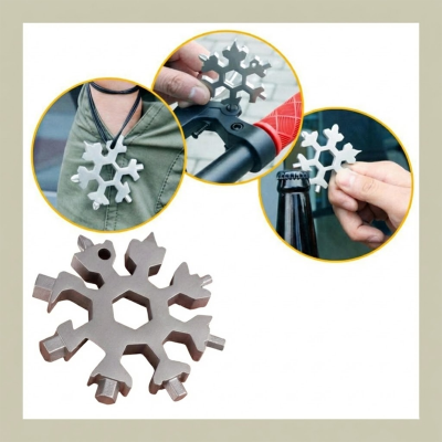 Picture of 18 In 1 Multifunctional Creative Snowflake Wrench 
Tool Steel Octagonal Small Wrench Hexagonal Portable Camp Outdoor Survive Tool