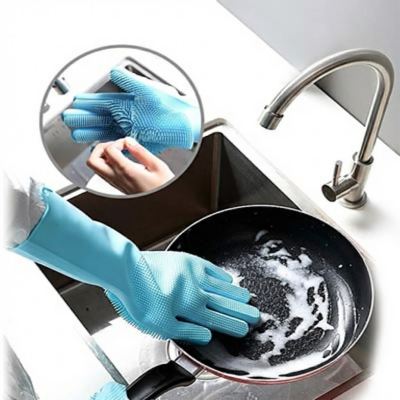 Picture of Silicone Dish Washing Kitchen Hand Gloves 2pcs